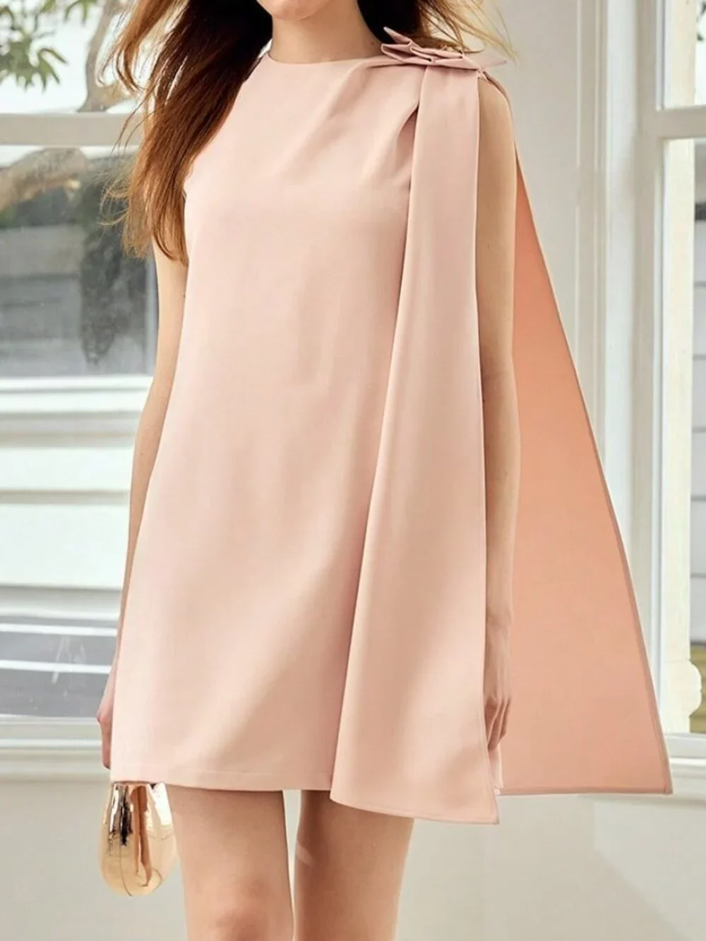 Baby Pink Elegant Women's Short Dress